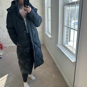 Abercrombie Long Black Quilted Coat- NWT